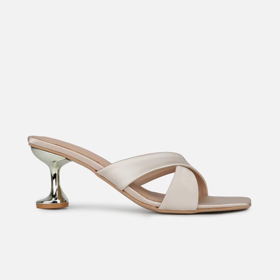 Metallic Heels with Criss Cross Straps