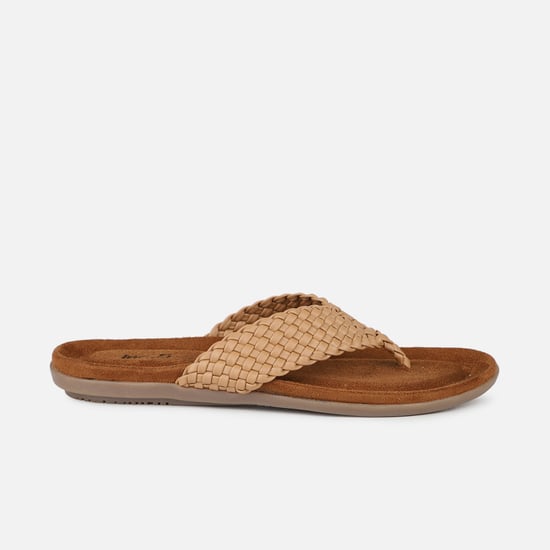 Woven Strap Flats Beige