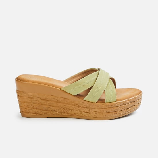 Criss-Cross Strap Wedges Green