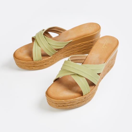 Criss-Cross Strap Wedges Green