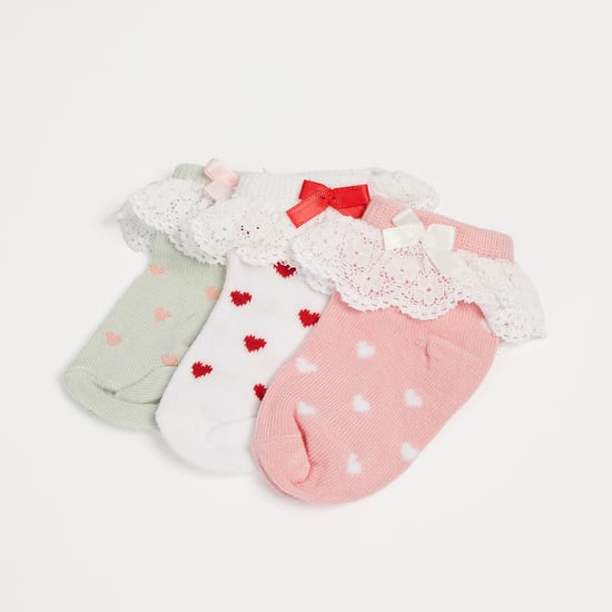 FAME FOREVER Lace Trim Ankle Length Socks - Pack of 3