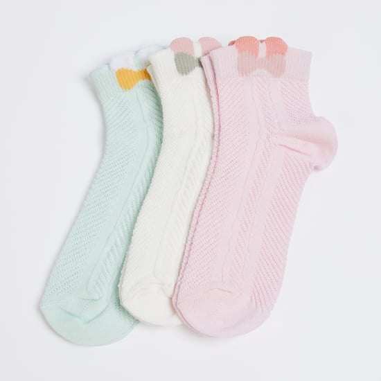FAME FOREVER Knitted Ankle-Length Socks - Pack of 3