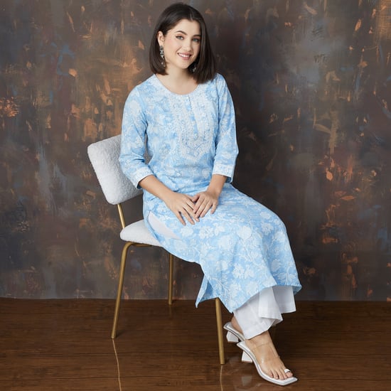 MELANGE Yoke Embroidered Straight Kurta