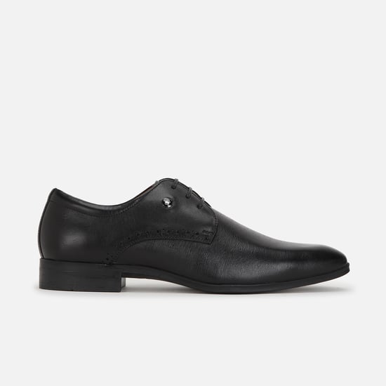 LOUIS PHILIPPE Textured Lace Up Oxford Shoes Black