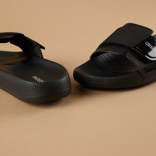 KAPPA Textured Sliders with Velcro Strap | Black