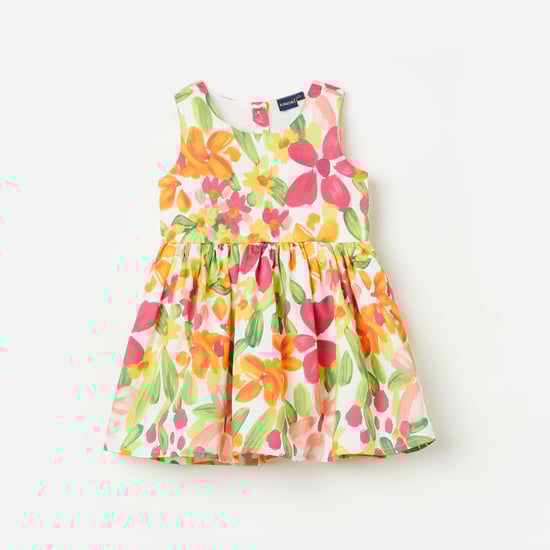 JUNIORS Floral Print Fit and Flare Dress