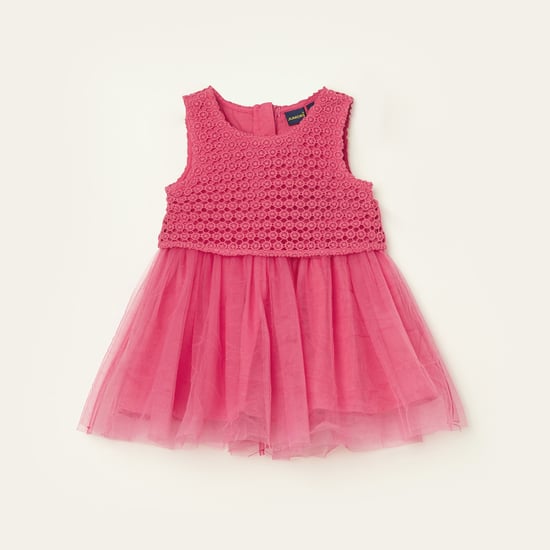 JUNIORS Crochet Tulle Dress