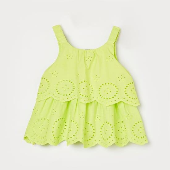 JUNIORS Schiffli Embroidered Tiered Top