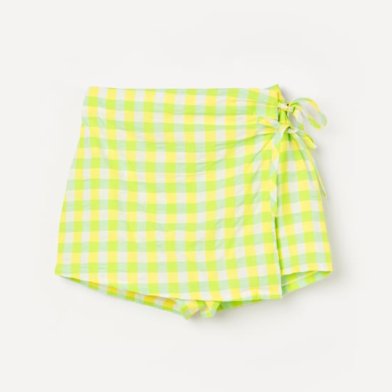 FAME FOREVER Checked Wrap Skirt
