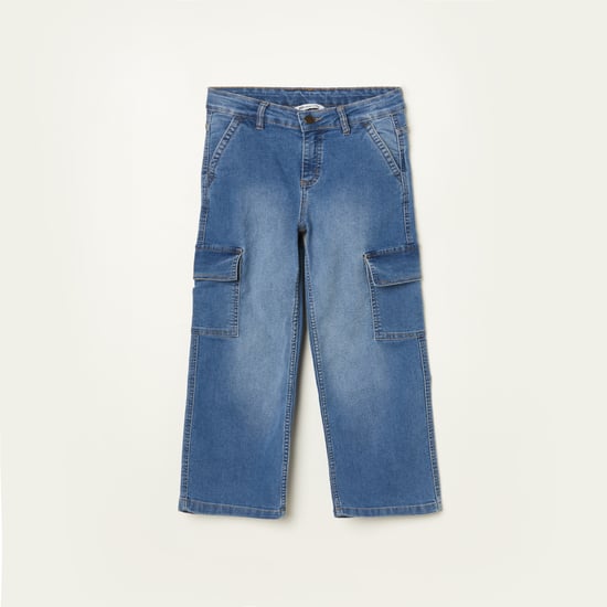 FAME FOREVER Stonewashed Regular Fit Cargo Jeans