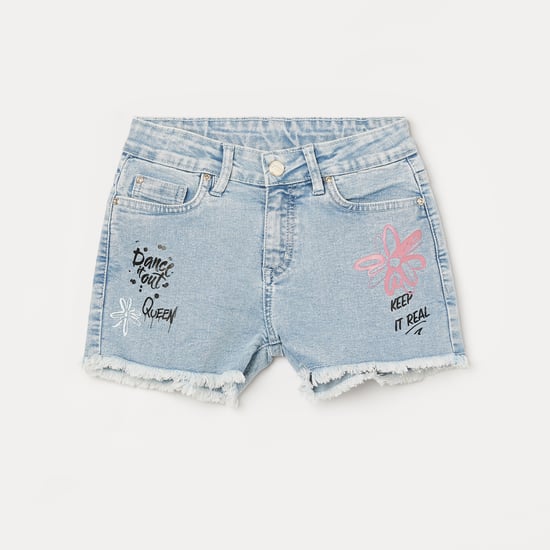 FAME FOREVER Printed Denim Shorts