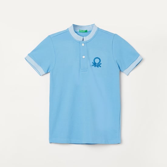 UNITED COLORS OF BENETTON Solid Mandarin Collar T-shirt