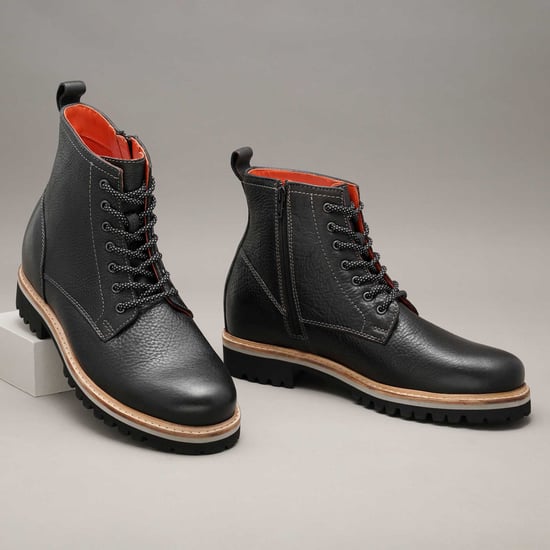 RUOSH Textured Leather Ankle Boots Black