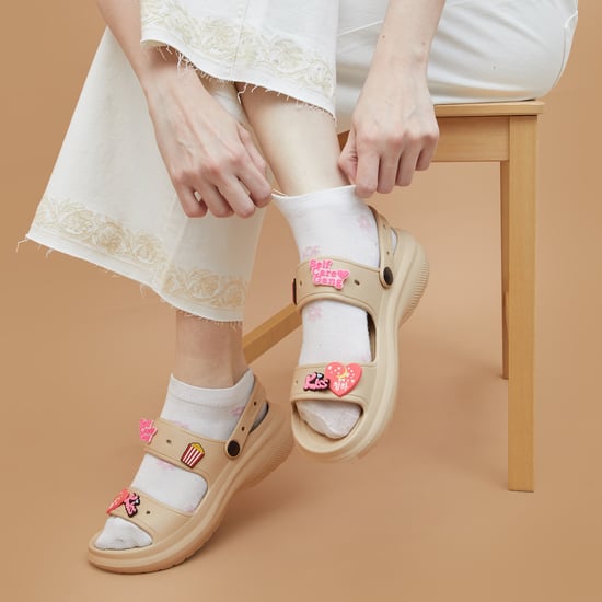 GINGER Platform Sandals with Charms Beige
