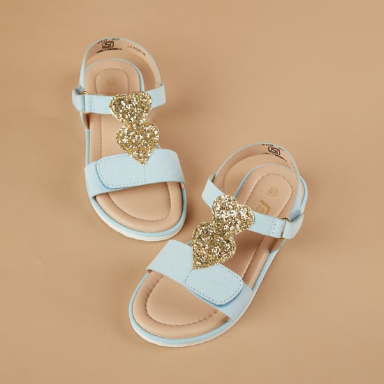 FAME FOREVER Sequined Sandals with Velcro Strap