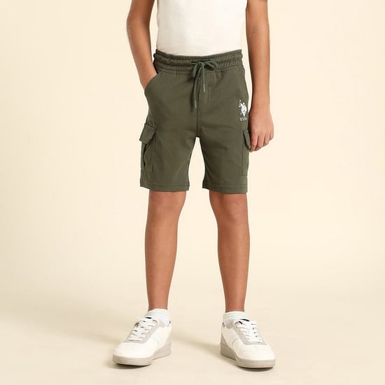 US POLO ASSN KIDS Boys Solid Cargo Shorts