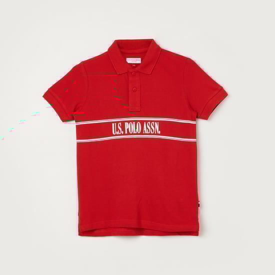 U.S. POLO ASSN. KIDS Printed Polo T-shirt with Step Hem