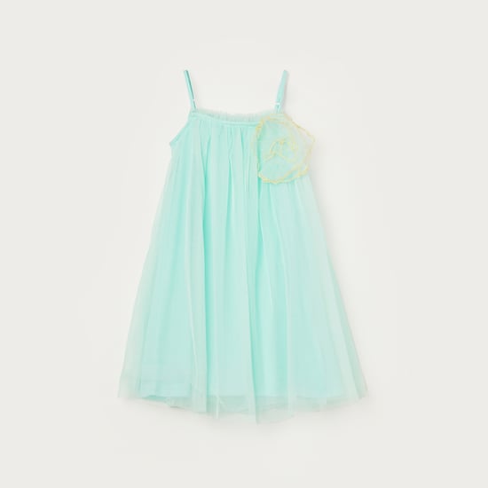 FAME FOREVER Floral Applique Tulle Trapeze Dress