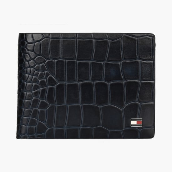 TOMMY HILFIGER Croc-Textured Bi-Fold Leather Wallet