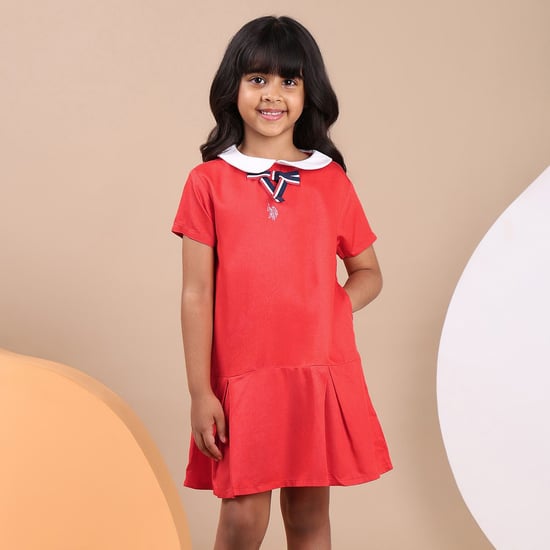 US POLO ASSN KIDS Girls Solid Shift Dress