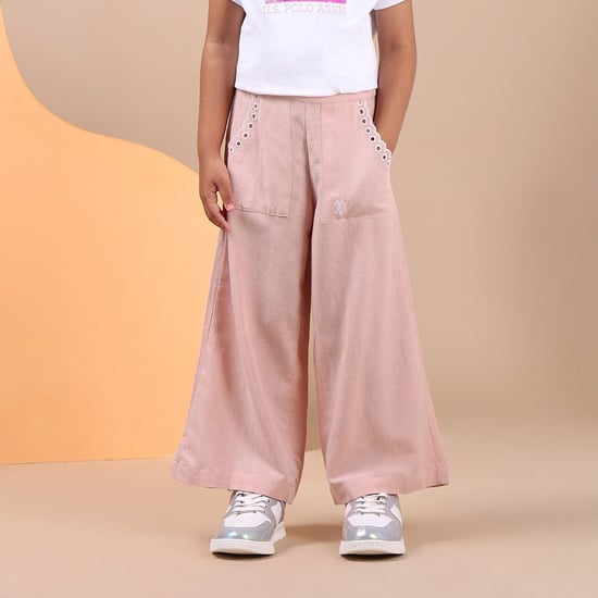 U.S. POLO ASSN. KIDS Embroidered Wide Leg Trousers