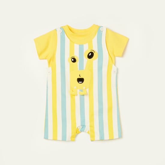 FS MINI KLUB Striped Dungaree with Solid T-shirt