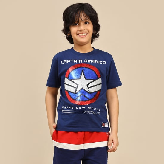 KIDSVILLE Captain America Sequin Embellished T-shirt