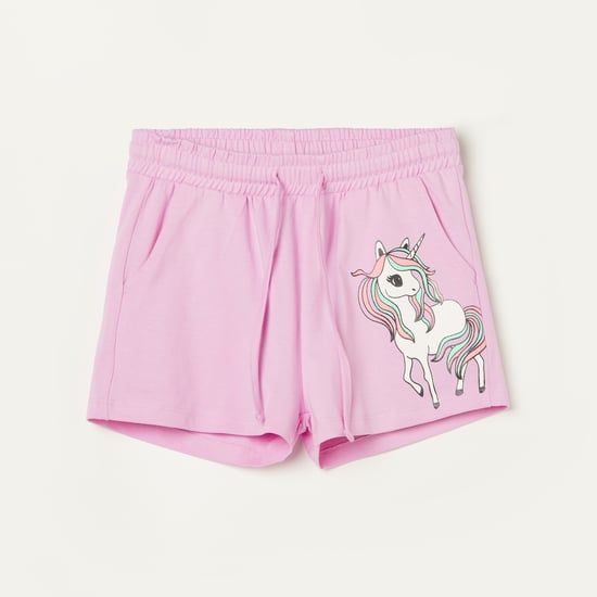FAME FOREVER Unicorn Print Knit Shorts