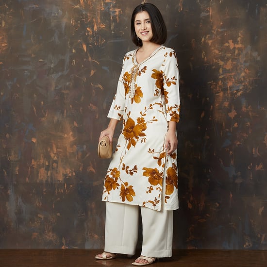 MELANGE Floral Print Straight Kurta