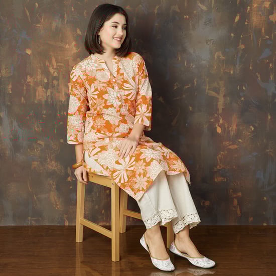 MELANGE Floral Print Straight Kurta