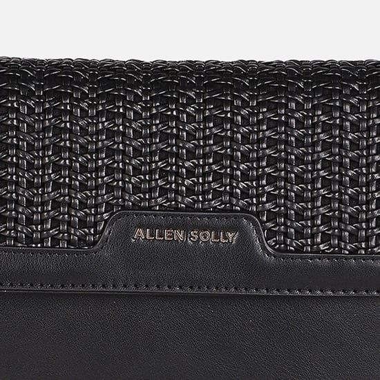 ALLEN SOLLY Basket Weave Sling Bag Black