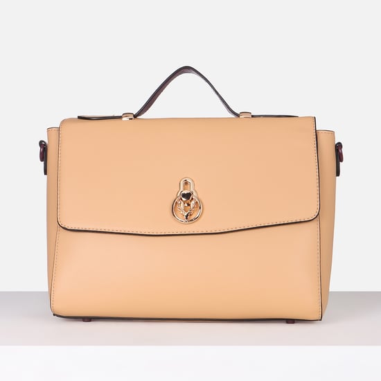 ALLEN SOLLY Flap-Closure Handheld Bag Brown