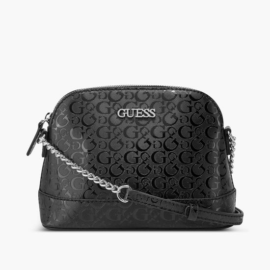 GUESS Logo Debossed Sling Bag Black