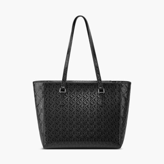 GUESS Quilted Logo Print Shoulder Bag Black