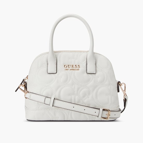 GUESS Berkton Monogram Stitched Shoulder Bag White