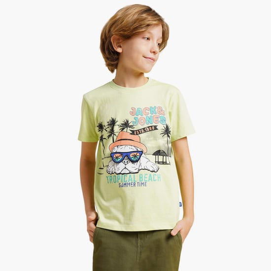 JACK&JONES JUNIOR Jungen T-Shirt Mit Gradient Logo – Kurzarm Shirt Für Kinder (dänische Marke)