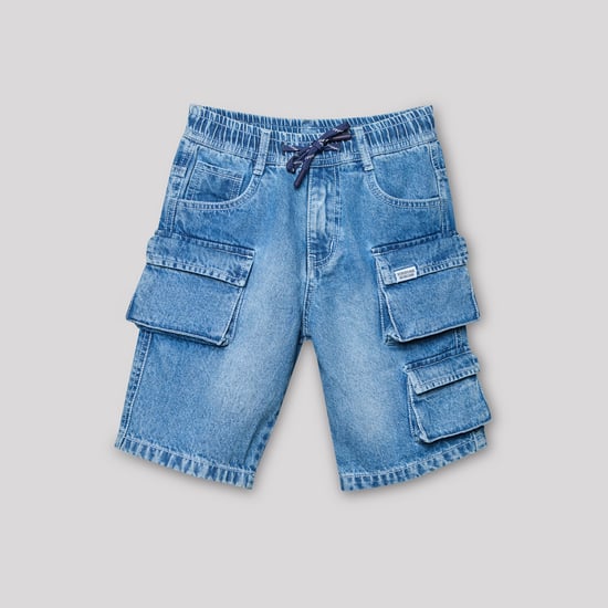 RUFF KIDS Boys Stonewashed Cargo Denim Shorts