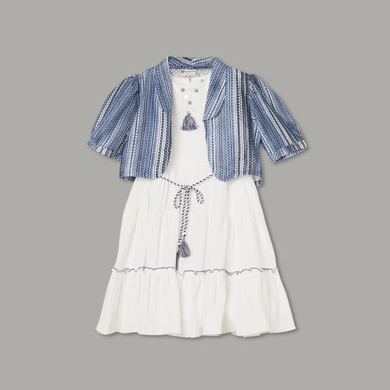 PEPPERMINT Embellished Tiered Dress with Jacket