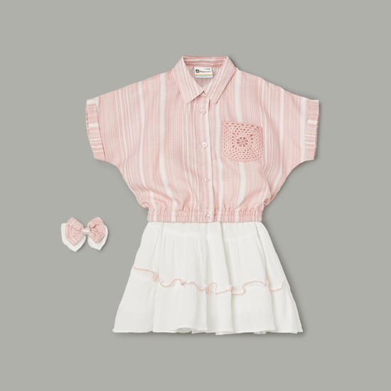PEPPERMINT Striped Top with Skirt and Hair Clip