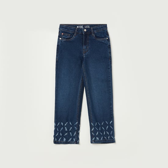 ED-A-MAMMA Distressed Wide Leg Jeans