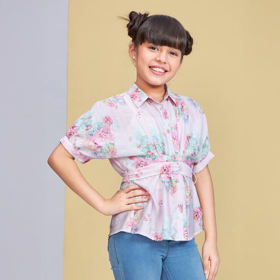 PEPPERMINT Floral Print Shirt-Style Top