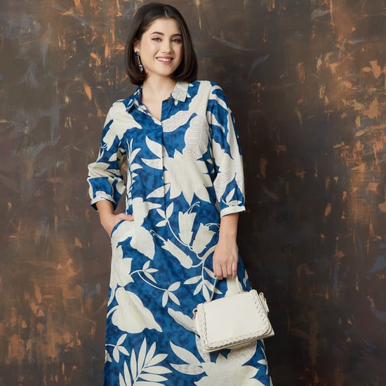 MELANGE Floral Print Straight Kurta