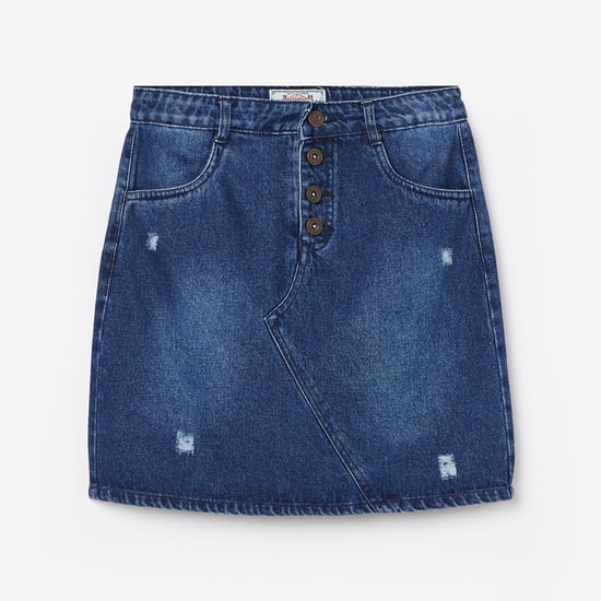 PEPPERMINT Distressed Denim Skirt