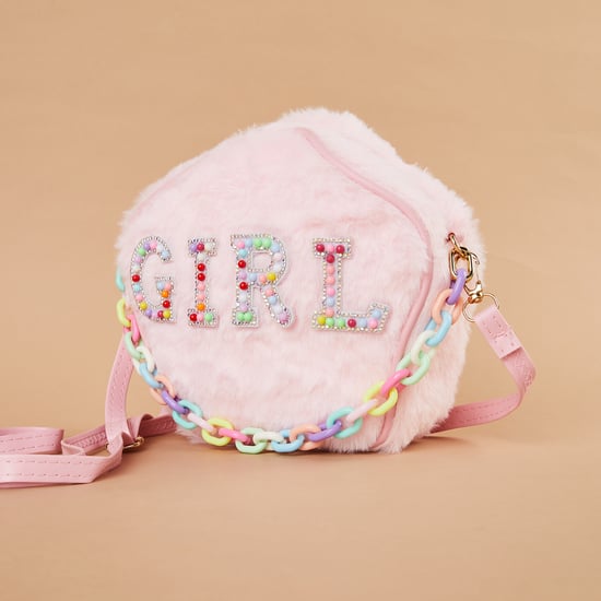 GINGER Embellished Fuzzy Sling Bag