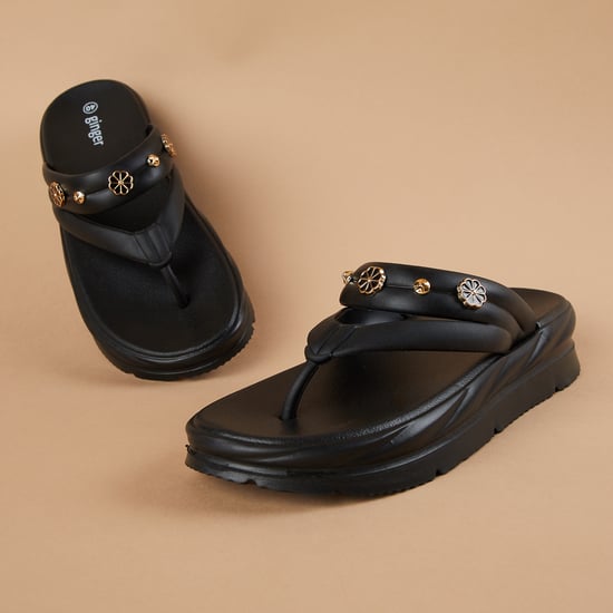 GINGER Thong Sandals with Charm Accents