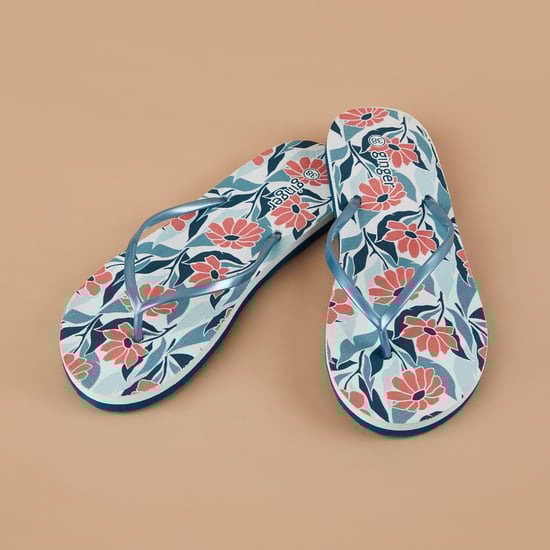 GINGER Floral Print Flip Flops