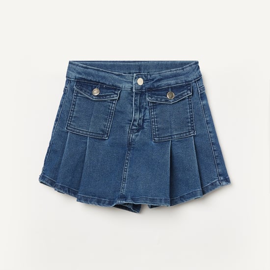 FAME FOREVER Washed Denim Skorts