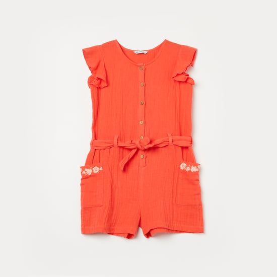 FAME FOREVER Textured Tie-Up Waist Playsuit