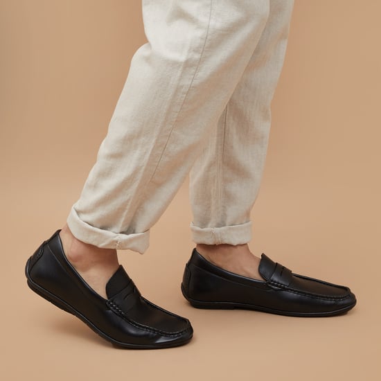 Code By Gentry executive shows Elegant Black Perforated Men\'s Slip-On Loafers Gentry Men main image 2