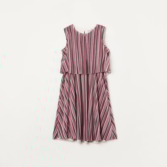 FAME FOREVER Striped Sleeveless A-Line Dress